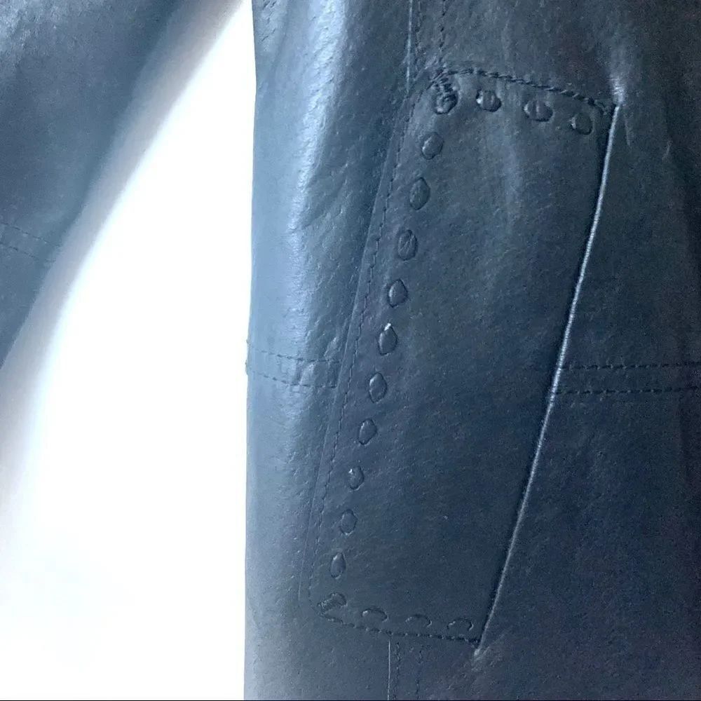 Max Studio Black Leather Jacket W/ Stitching - Picture 13 of 14